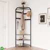 3-in-1 Corner ‌Hall Tree with Bench and Shoe Storage Entryway Bench with Hooks - 3 of 4
