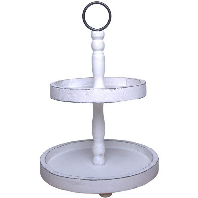 Hallops Wood 2 Tiered Tray For Food And Party Display - White : Target