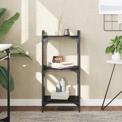 vidaXL Bookcase 3-Tier Black 15.7 in.x11.8 in.x33.9 in. Engineered Wood