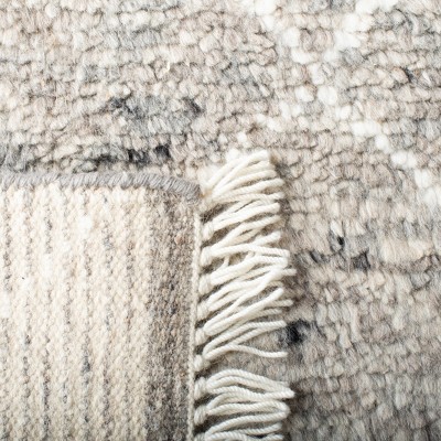 Gray Hand-Knotted Wool Shag Area Rug