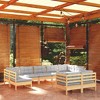 vidaXL Solid Pinewood Patio Lounge Set 9 Piece with Gray Cushions - Brown and Gray - 2 of 4