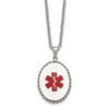 Chisel Stainless Steel Polished with Red Enamel Oval Medical ID Pendant on a 20" Cable Chain Necklace - 2 of 4