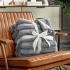 Cozy Bliss Faux Fur Plush Decorative Blanket, Cozy Warm Striped Throw Blanket - 4 of 4