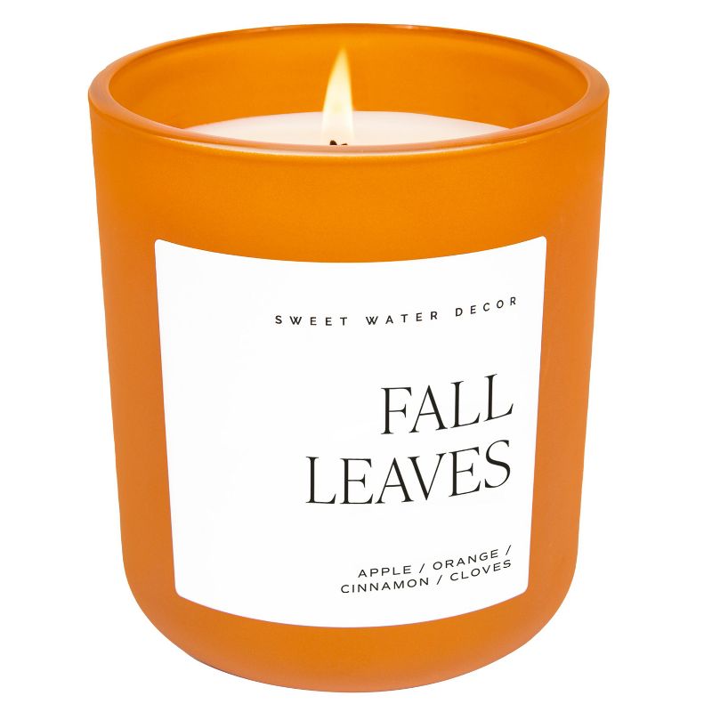 Sweet Water Decor Fall Leaves 15oz Orange Matte Jar Candle, 1 of 4