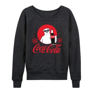Women's - Coca-Cola - Polar Bear Circle With Snowflakes Lightweight French Terry Wide Neck Long Sleeve Shirt - 1 of 4