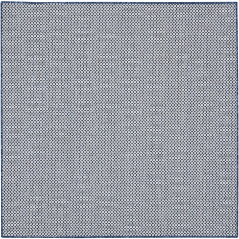 Nourison Courtyard Modern Easy Care Outdoor Rug Ivory Blue 5' X Square ...