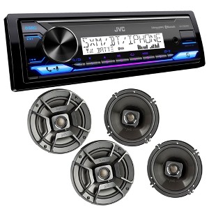 JVC KD-X38MBS Marine Digital Media Receiver with Bluetooth, USB, SiriusXM Ready, Conformal Coated PCB with 2 Pairs Polk DB652 6.5" Marine Speakers - 1 of 4