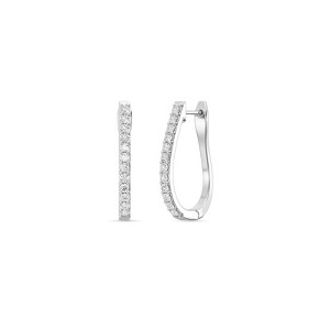 Gilded 1/4 to 2 Carat Total Weight Lab-Grown Diamond Prong Set Hoop Earrings in 925 Sterling Silver and 14KT Yellow Gold Plated Silver, Hinged Closure - 1 of 4