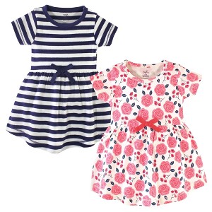 Touched by Nature Baby and Toddler Girl Organic Cotton Short-Sleeve Dresses 2pk, Coral Rose, 12-18 Months - 1 of 3