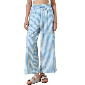 INSPIRE CHIC Women's Casual Striped Wide Legs Elastic Waist Pants - 1 of 4