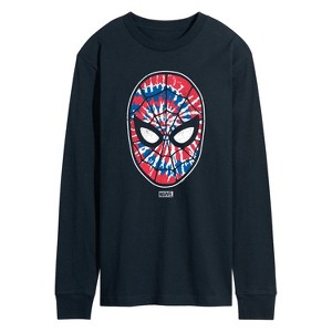 Men's - Marvel - Spider-man Mask Tie Dye Flag Long Sleeve Graphic T-Shirt - 1 of 3