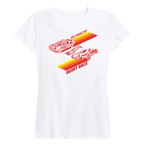 Women's - Hot Wheels - Valentine's You Make My Heart Race Short Sleeve Graphic T-Shirt - 1 of 4