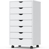 DOMETOUR 5 Drawer Mobile Storage Cabinet Dressers with Wheels for Office Bedroom Home White - 2 of 4