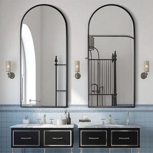Wooakway 31''x24'' Modern Arch Top Metal Bathroom Mirror Frame Decorative Wall Mirror - 1 of 4