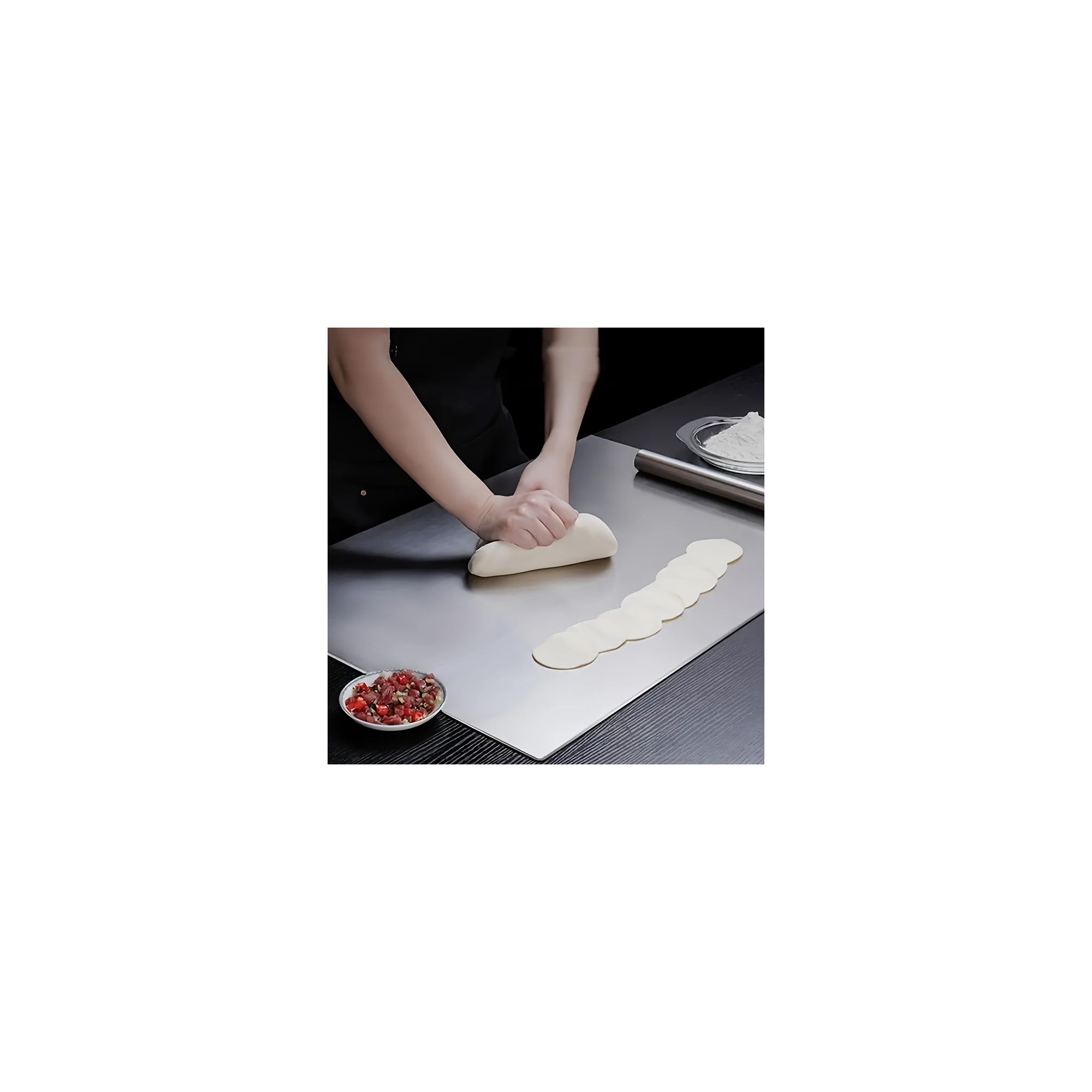 Angel Sar 12"x15" Stainless Steel Cutting Board with Lid, Large 304 Steel Chopping Board with Non-Slip Base for Kitchen Countertop Protector