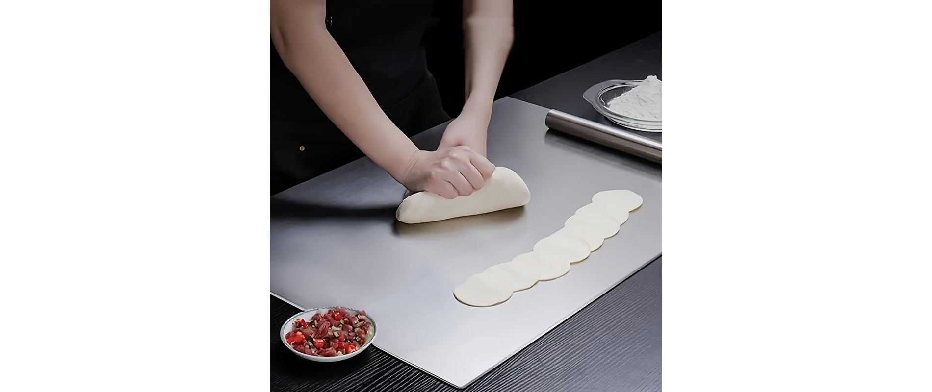 Angel Sar Stainless Steel Cutting Board with Lid, Large 304 Steel Chopping Board with Non-Slip Base for Kitchen Countertop Protector