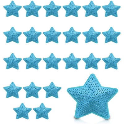 Bright Creations 24-Pack Blue Star Sequin Iron On Patches for Clothing, Sewing Applique (3.3 x 3.3 in)