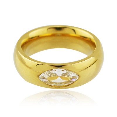 Slate by Rebl Crystal Ring  18K Gold Plated Stainless Steel
