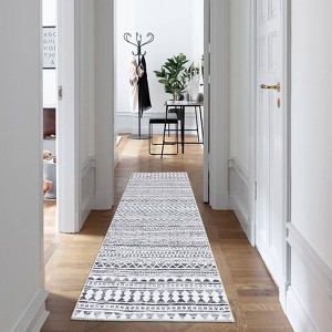 Washable Modern Geometric Printed Rug Non Slip Low Pile Rug Soft Throw Floor Cover Foldable Indoor Carpet for Living Room Bedroom Playroom - 1 of 4