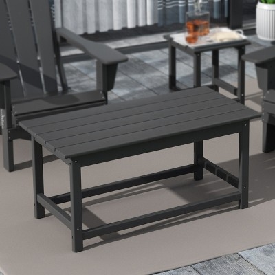 Gray Rectangular HDPE Outdoor Adirondack Coffee Table