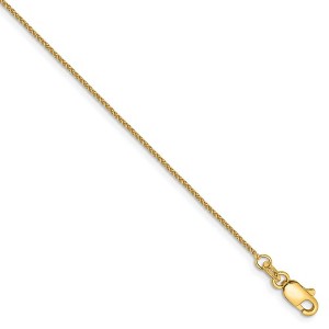 Black Bow Jewelry 0.8mm, 14k Yellow Gold, Solid Spiga Chain Anklet - 1 of 4