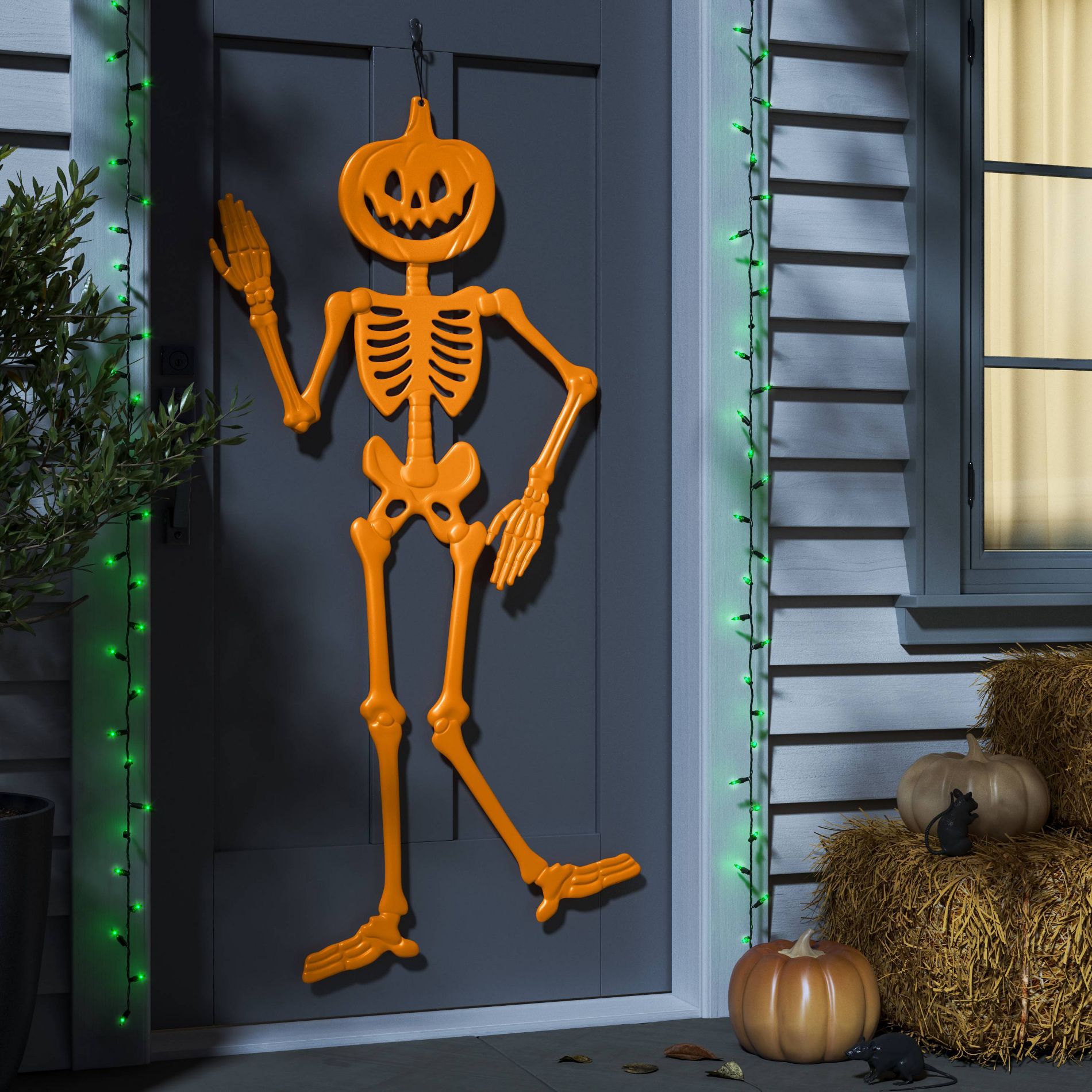59" 3D Jointed Jack Skeleton Halloween Decorative Prop Orange - Hyde and EEK! Boutique™