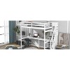Okak Twin Multifunction Bunk Bed with Built-in Desk Loft Bed with Storage Staircase Safety Guardrail Solid Wood for Kids Teens, Easy Assemble, White - 4 of 4