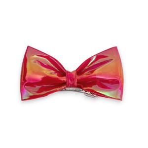 Summer Crystal - Vegan Leather Top Bow Hair Clip - 1 Pack - 1 of 4