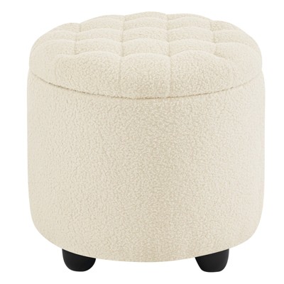 BDELITE Modern Button Tufted Accent Storage Ottoman with Removable Lid Storage-18.7*18.7*18.3 Inch