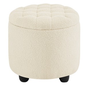 BDELITE Modern Button Tufted Accent Storage Ottoman with Removable Lid Storage-18.7*18.7*18.3 Inch - 1 of 4