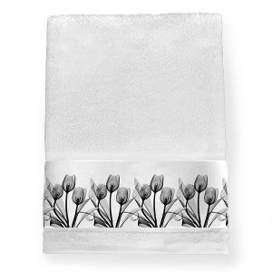 Laural Home Monochromatic Black Tulips 27"W x 51"L Bath Towel - 1 of 1