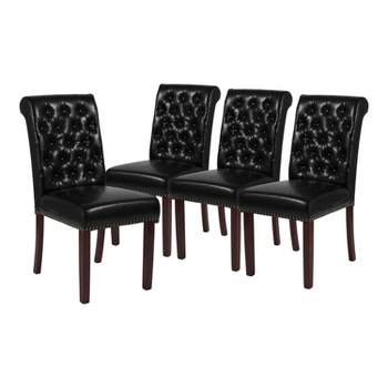 Merrick Lane Upholstered Parsons Chair with Nailhead Trim - Set of 4
