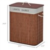 NAYSAYE Bamboo Laundry Cabinet with Two Removable Liners Top Lid Rope Handles Portable Laundry Organizer for Home, Dark Brown, 20.5"*12.6"*24.8" - 3 of 4