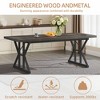 Lirago Farmhouse Dining Table-Vintage Black Top Black Trestle Base Rustic Dining for 6 People - 4 of 4