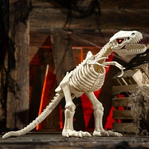 Seasons 2.5 ft Animated Light-Up T-Rex Dinosaur Skeleton Halloween Decoration - Off-White - 1 of 2