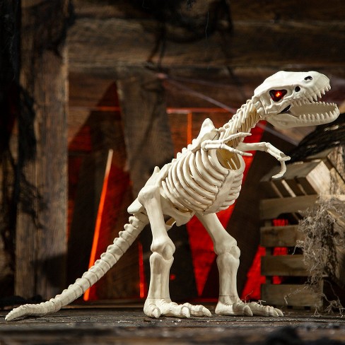 Seasons 2.5 ft Animated Light-Up T-Rex Dinosaur Skeleton Halloween Decoration - Off-White - image 1 of 2