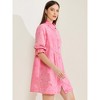 Allegra K Women's Elbow Sleeve Babydoll Mini Jean Shirt Dresses - 3 of 4