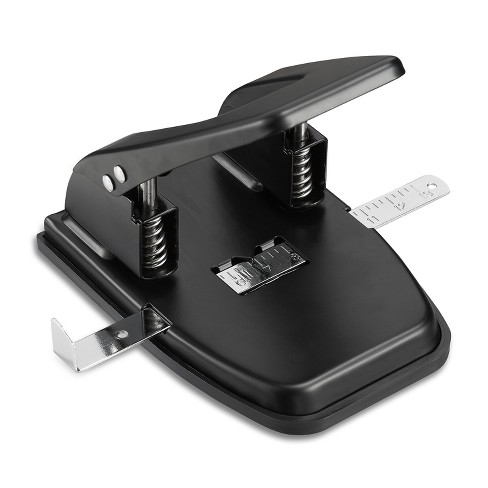 28-Sheet Comfort Handle Steel Two-Hole Punch, 1/4 Holes, Black/Gray