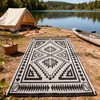 NAYSAYE Outdoor Rug Reversible Waterproof Plastic Straw Mat 9' x 18' with Carry Bag for Patio Garden and Travel, Black and Gray - 2 of 4