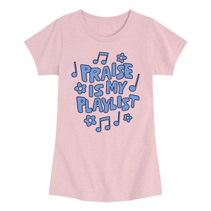 Girls' - Instant Message - Praise Is My Playlist Fitted Short Sleeve Graphic T-Shirt - 1 of 4