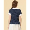 Allegra K Women's Contrast Doll Collar Polka Dots Short Sleeves Blouse - 4 of 4