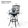 Crestlive Products Antique Brown Heavy Duty Cast Aluminum Frame & Sunbrella Fabric Cushion Counter Height Swivel Bar Stool Patio Furniture - 3 of 4