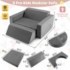 Costway Kids Modular Play Sofa 8 PCS with Detachable Cover for Playroom & Bedroom Indoor Pink/Grey - 3 of 4