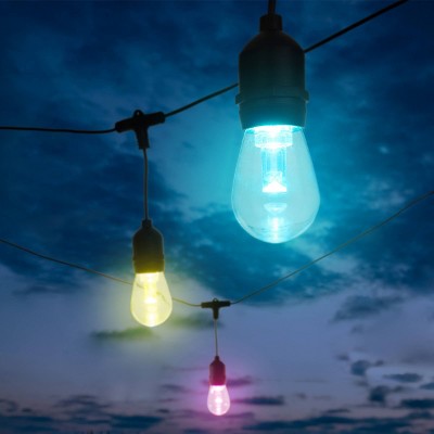 50ft Multi-Colored LED Outdoor String Lights with Remote