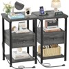Aheaplus Set of 2 Nightstands with Charging Station and LED Light, End Table with Storage Drawer - 2 of 4