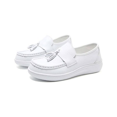 TIME HOLLOW Leather Nursing Shoes Without Laces