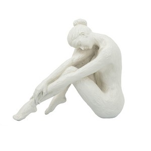 SEVOBAL Party Decorations and Accessories Seated Stone and Resin Woman Figurine Smooth White Finish for Living Room, White, 13"*6"*11" - 1 of 4