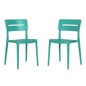 WestinTrends Playa Outdoor Modern Stackable Plastic Patio Dining Chairs (Set of 2) - 1 of 4