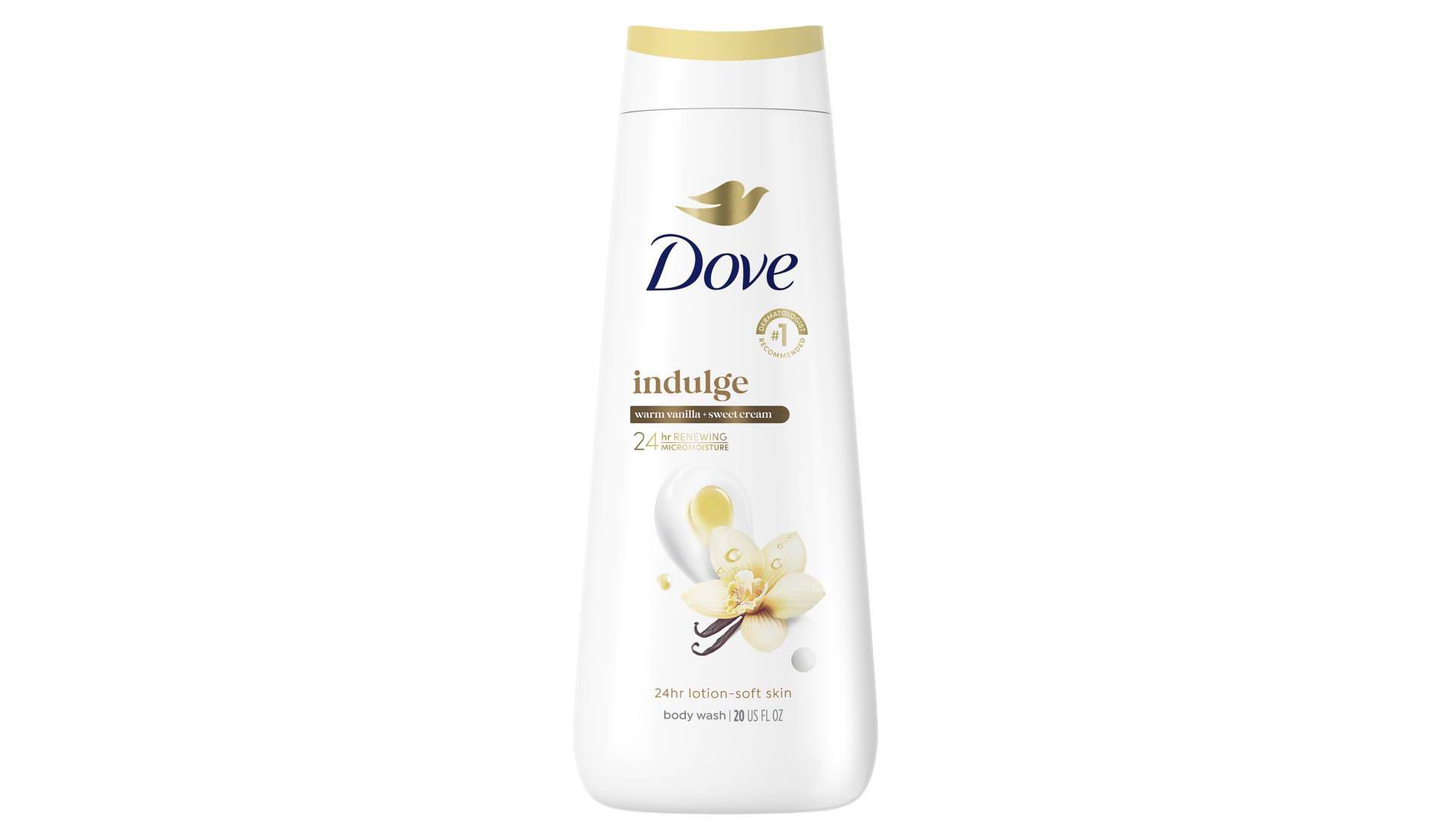 Dove Beauty Indulge 24-Hour Lotion-Soft Skin Body Wash - Warm Vanilla Sweet Cream - 20 fl oz
