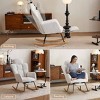 Aukfa Soft Teddy Fabric Rocking Chair w/Pocket - Ergonomic Nursery Glider, Solid Wood Base, 256LB Capacity for Living Room & Bedroom - 2 of 4